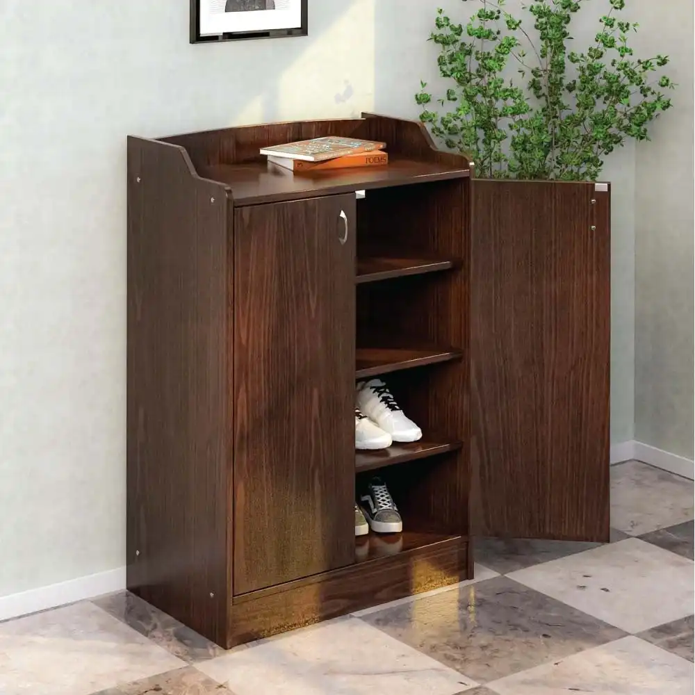 Nilkamal Alpine Shoe Cabinet Classic Walnut – 4-Shelf Engineered Wood Shoe Storage Cabinet